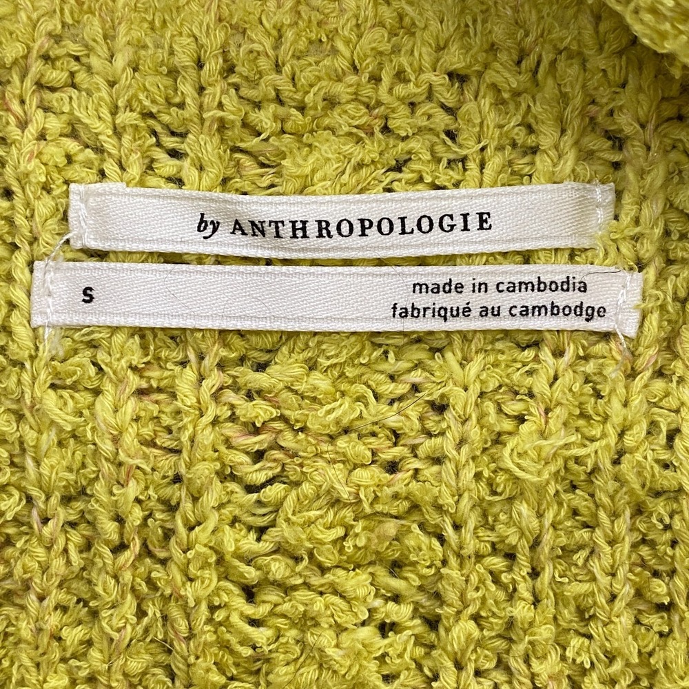 Anthropologie Sweater Tank Womens Small Pointelle Knit Oversized Yellow Beachy - Picture 8 of 13